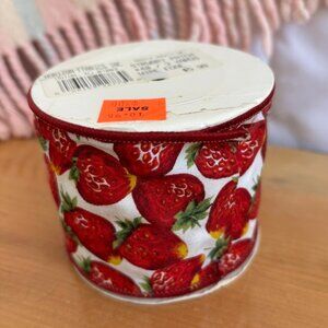 Vtg Horizon Trims Strawberries Red Trimmed Fabric Wired Ribbon